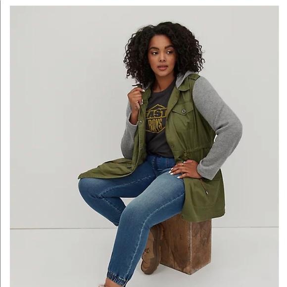 TORRID ANORAK - TWILL & SUPER SOFT PLUSH OLIVE - Picture 4 of 4
